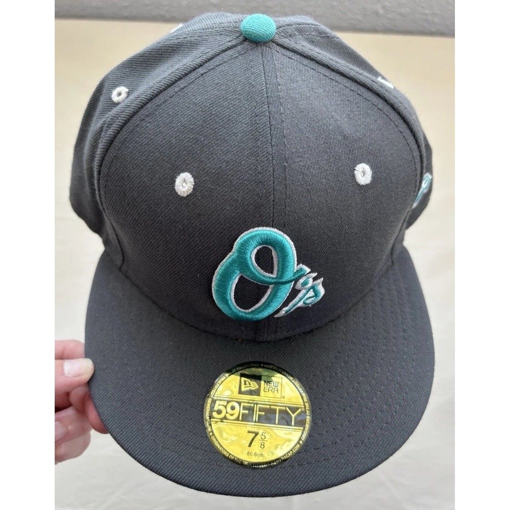 Balt Orioles MLB New Era 59Fifty Baseball Cap Fitted 7 5/8 Gray/Teal, 100% Poly